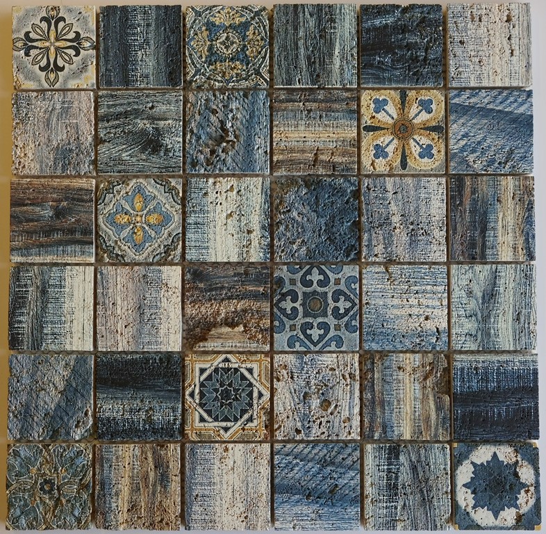 Mosaico in pietra naturale Florence Blue è un mosaico in stile retrò