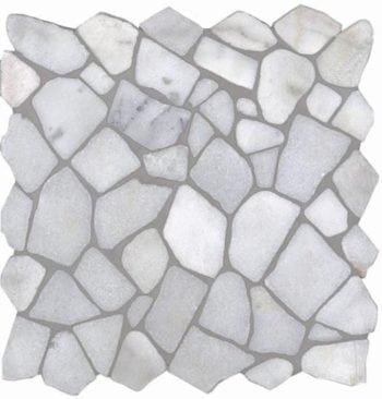 CRUSH Bianco Carrara sind Flache Marmor Bruchstein Mosaike in diversen Farbtönen.