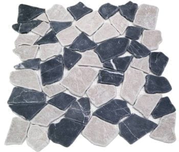CRUSH Black Grey sind Flache Marmor Bruchstein Mosaike in diversen Farbtönen.