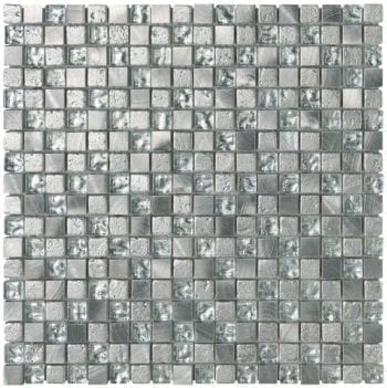 ELEGANCE Silver ist ein klassisches Glas-Naturstein Mosaike in Silver Farbkombination